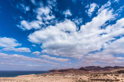 Scenic view of landscape against cloudy sky