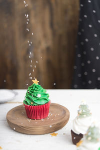 Close-up of cupcakes on table