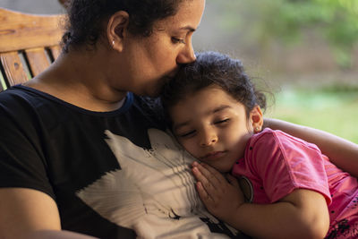 Portrait of mother and daughter