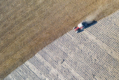 High angle view of person shadow on land