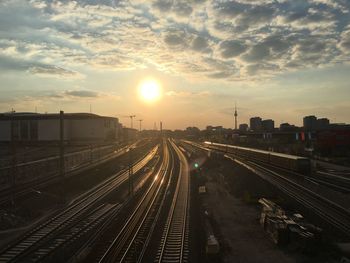 Railroad track at sunset