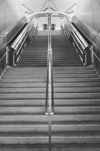 Low angle view of empty staircase at subway station