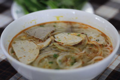 Close-up of soup in bowl