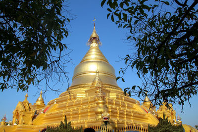 Low angle view of pagoda against sky