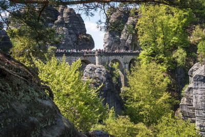 Arch bridge over river