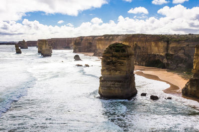 Scenic view of sea against cloudy sky