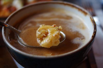 Close-up of dessert on table