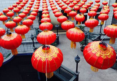 Close-up of red lanterns