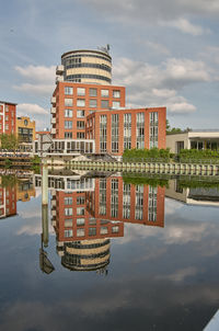 Reflection of buildings in city