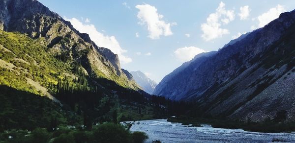 Scenic view of mountains against sky