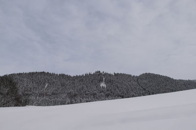 Scenic view of landscape against sky during winter