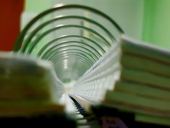 Close-up of spiral staircase in building