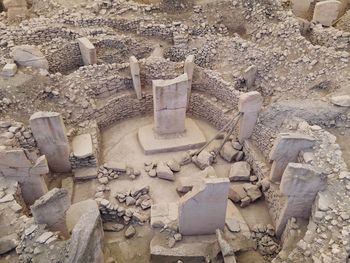 High angle view of old abandoned sculpture