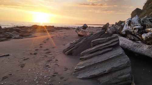 Scenic view of sea at sunset