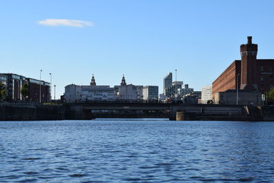 River by city against sky