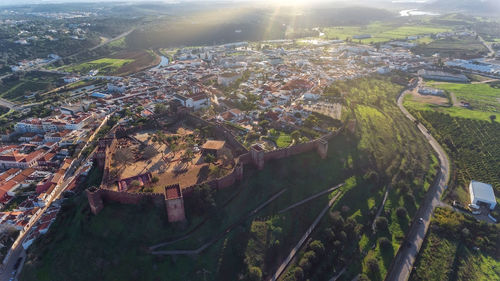 High angle view of townscape