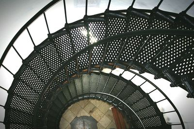 High angle view of spiral staircase in building