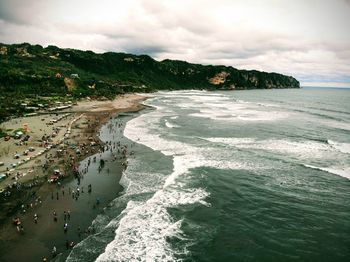 High angle view of beach against sky