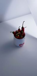 High angle view of fruits in bowl