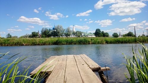 Scenic view of lake against sky
