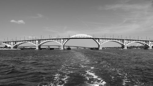 Bridge over river against sky