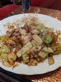 High angle view of meal served in plate