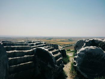 Panoramic view of landscape against clear sky