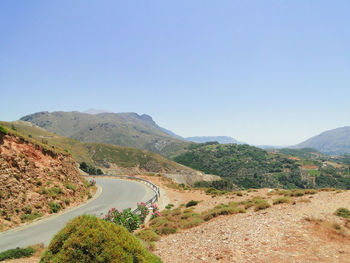 Scenic view of mountains against clear sky