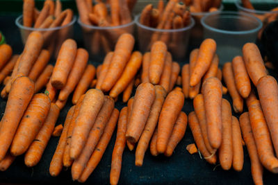 Stacked carrots. ready for sale. organic concept.