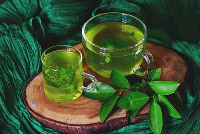 Close-up of drink served on table