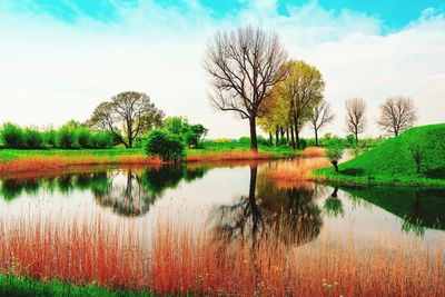 Scenic view of lake against sky