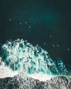 High angle view of sea waves