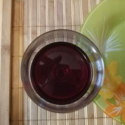 High angle view of drink on table