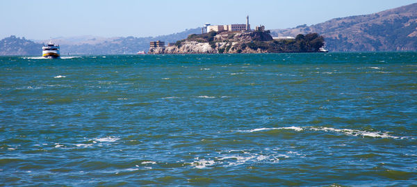 Scenic view of sea against clear sky