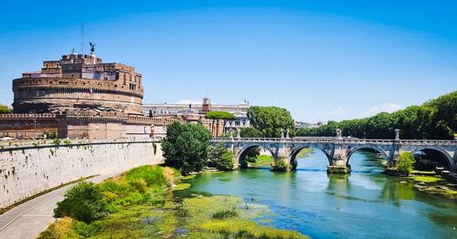 Bridge over river against sky
