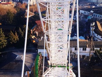 High angle view of footbridge over canal