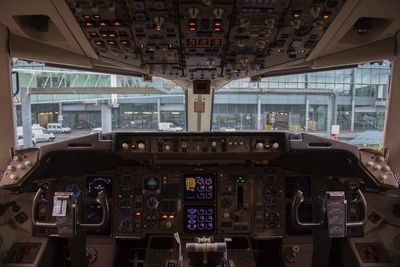 Cockpit of airplane