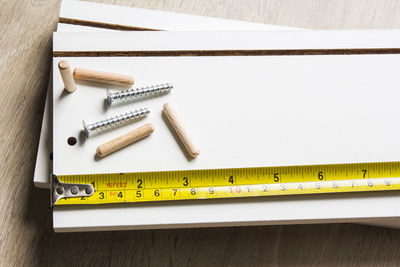 High angle view of pencil on table