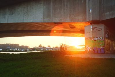 View of built structure at sunset