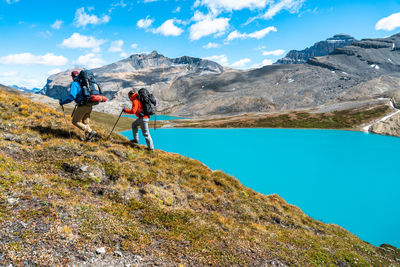 Hiking above michelle lakes in the backcountry of clearwater country