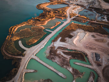 High angle view of rusty metallic structure