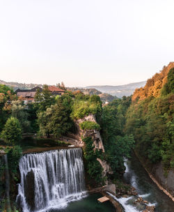 High angle view of pliva waterfall