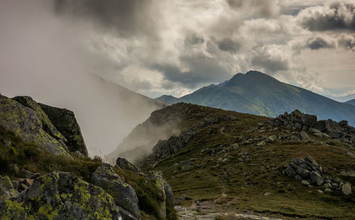 Scenic view of mountains against sky