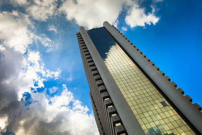 Low angle view of modern building against sky