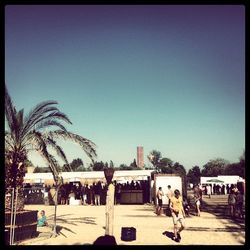 People in front of clear sky