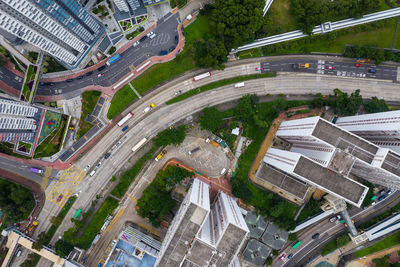 Directly above shot of street amidst buildings in city