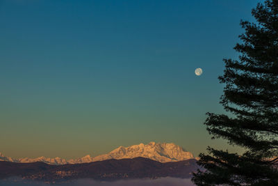 Scenic view of mountains against clear sky