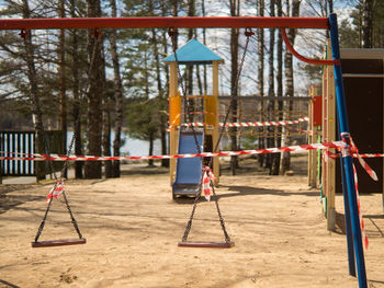 Empty swing in park