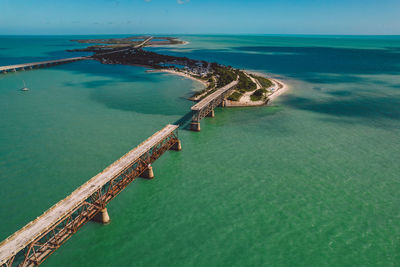 High angle view of sea against sky