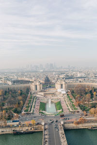 High angle view of city buildings